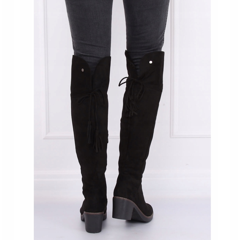 Stivali sopra il ginocchio con suola in gomma nero 8B938 Black 1