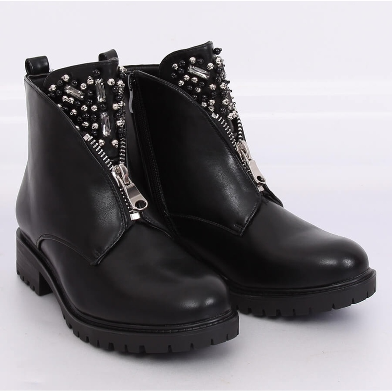 Stivali da donna neri sul protettore nero BK-37 Black 1