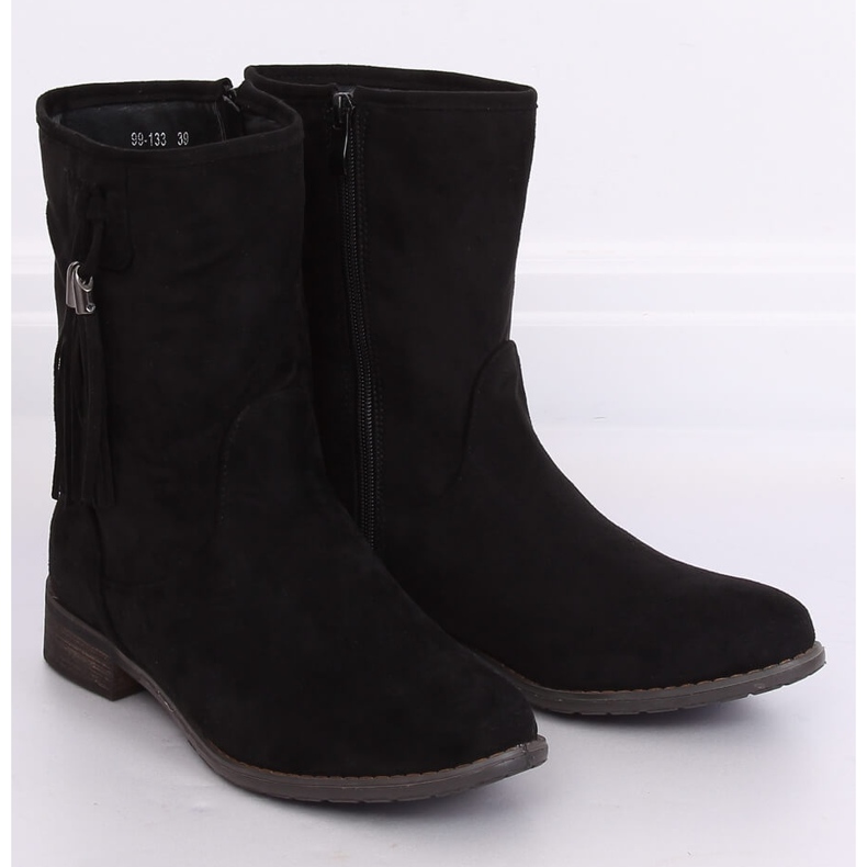 Stivali neri piatti da donna neri 99-133 Black nero 2