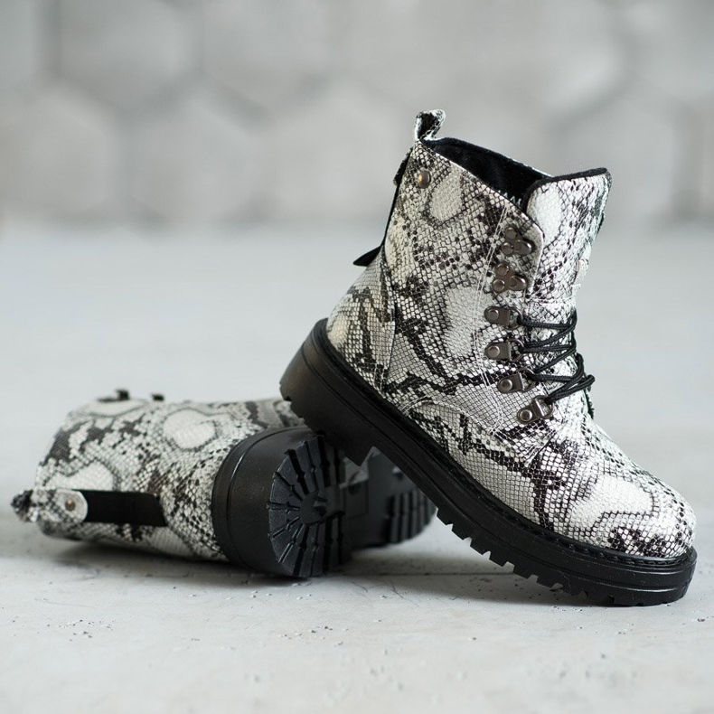 SHELOVET Trapper con lacci bianca multicolore 1