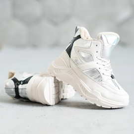 Stivaletti alla moda sportiva bianca grigio 2