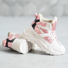 Stivaletti alla moda sportiva bianca rosa 2