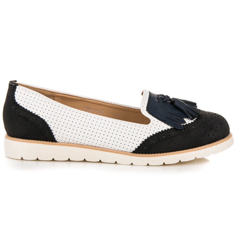 Vices Ballerine traforate con frange nero bianca 2
