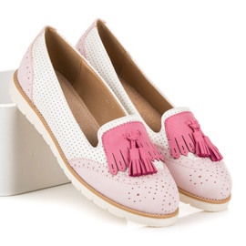 Vices Ballerine traforate con frange bianco rosa 1