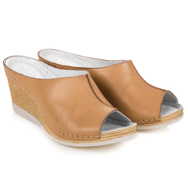Vinceza Pantofole in pelle marrone 1