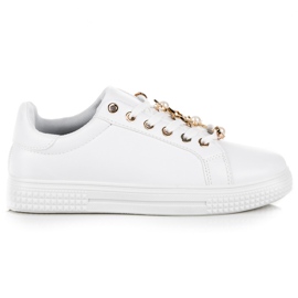 Sneakers Bianche Con Ornamento bianco 1