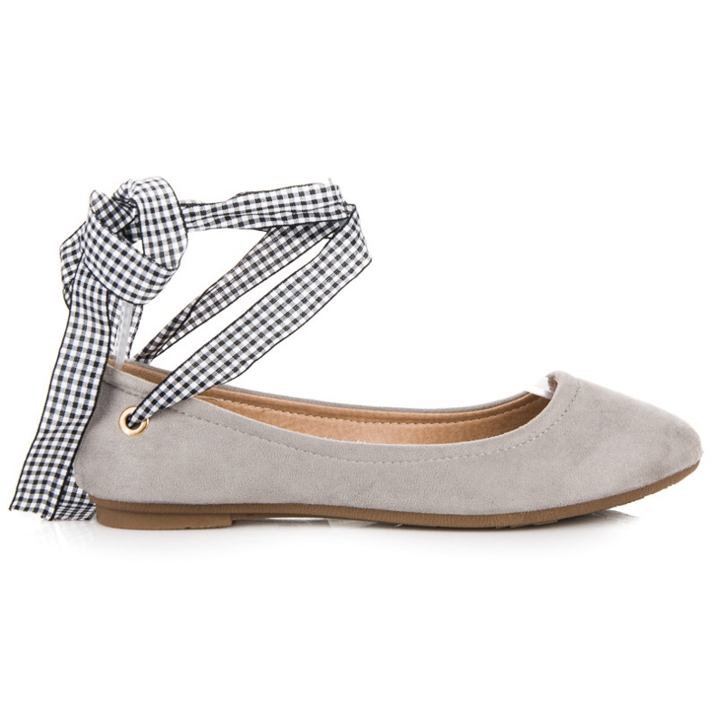 Ch. Creation Ballerine in camoscio con nastro grigio 2