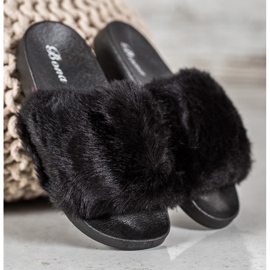Bona Pantofole Con Pelliccia nero 1
