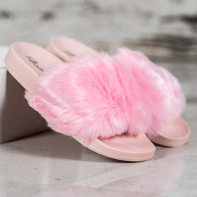 Bona Pantofole Con Pelliccia rosa 1