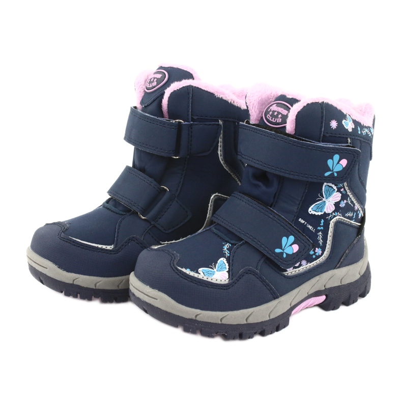 Stivali American Club con membrana HL28 farfalle blu navy rosa 3