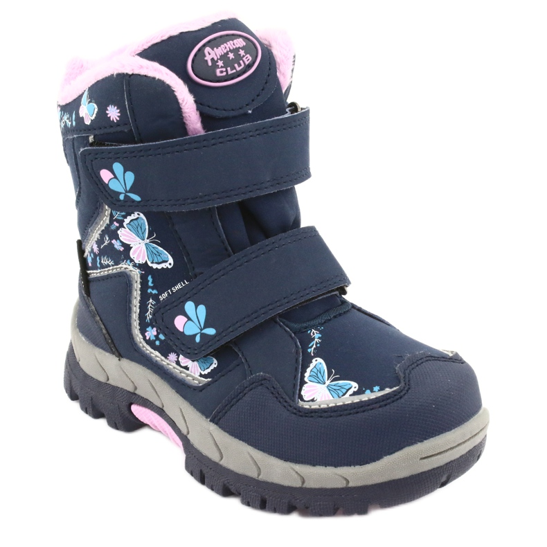 Stivali American Club con membrana HL28 farfalle blu navy rosa 1