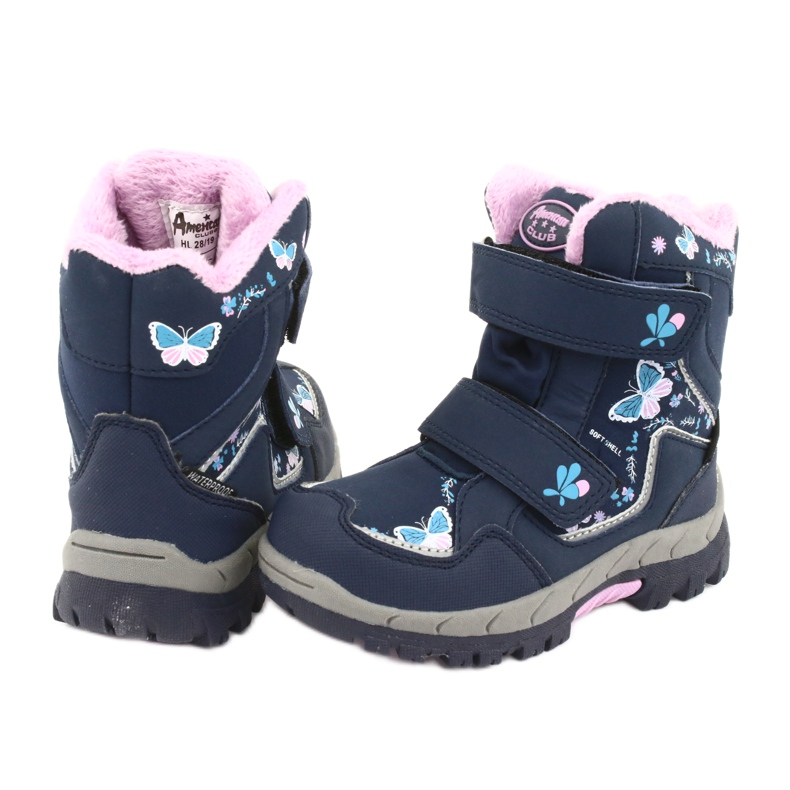 Stivali American Club con membrana HL28 farfalle blu navy rosa 4
