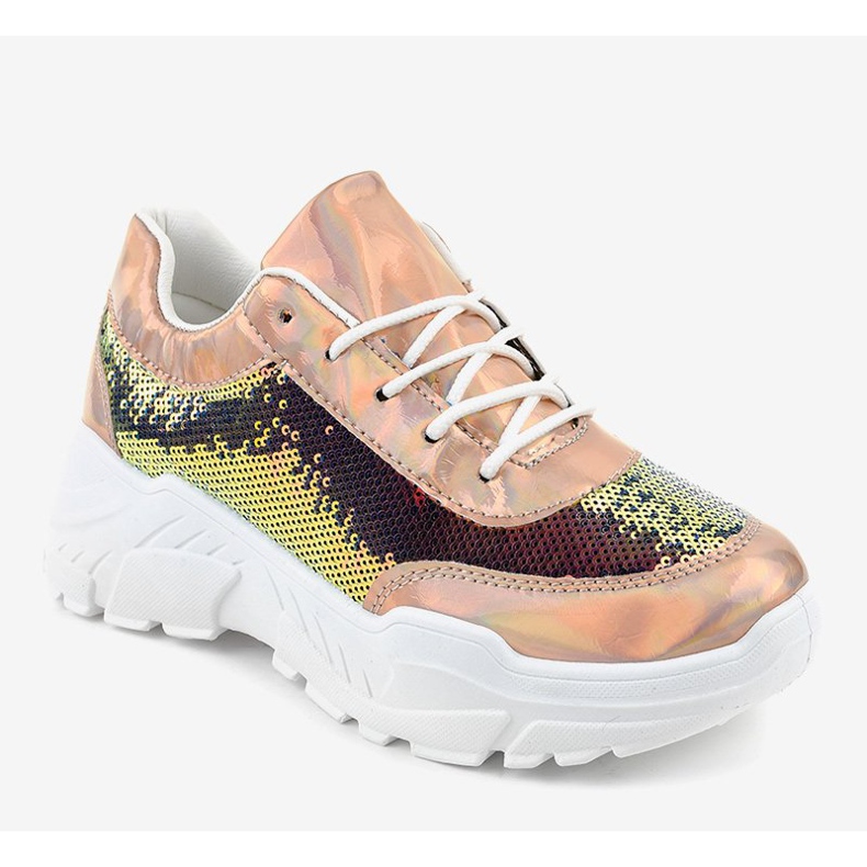 Scarpe sportive champagne con paillettes W-3118 giallo 1