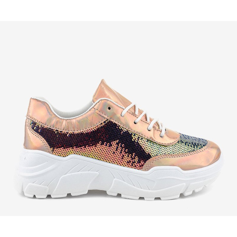 Scarpe sportive champagne con paillettes W-3118 giallo 2