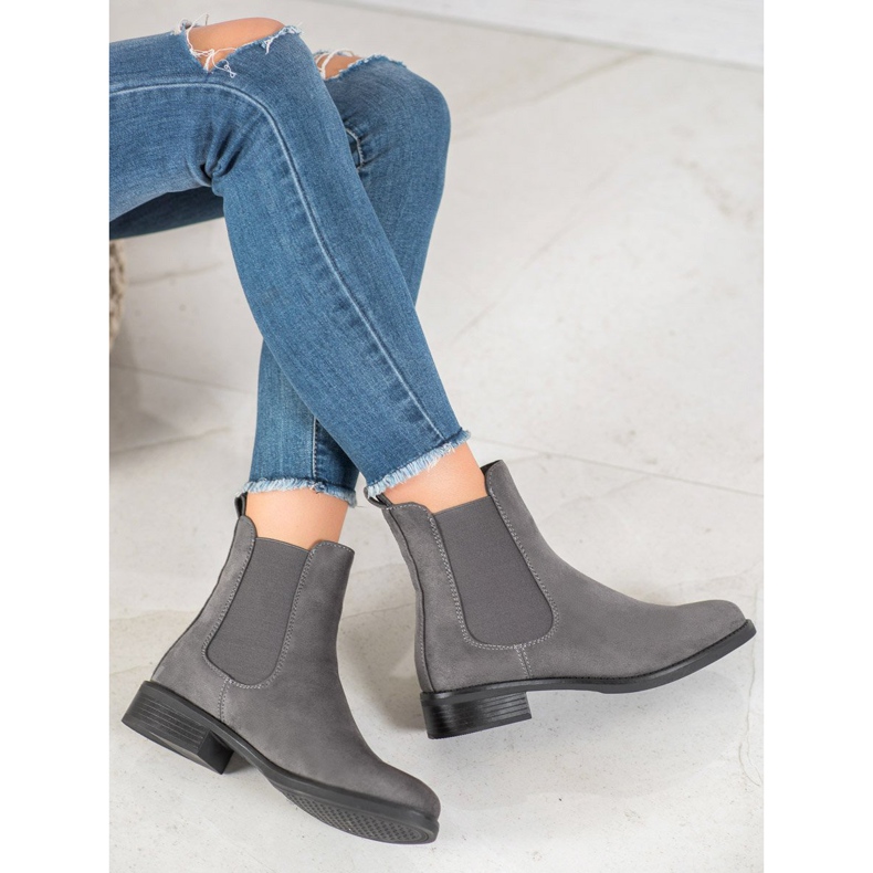 SDS Stivaletti Chelsea in pelle scamosciata grigio 1