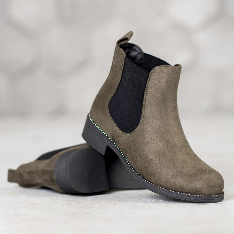 SDS Stivaletti Chelsea con cristalli verde 1
