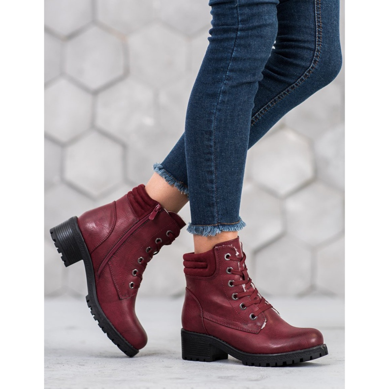 Goodin Stivaletti stringati con montone rosso 1