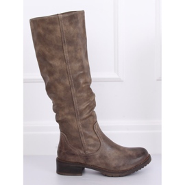 Stivali bassi da donna, beige 1084-PG Khaki 1