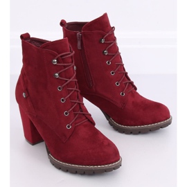 Stivaletti stringati con tacco alto 7081 Wine rosso 1