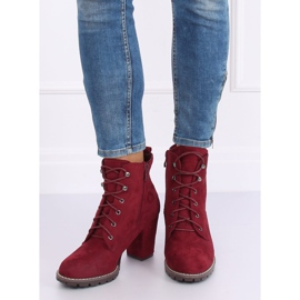 Stivaletti stringati con tacco alto 7081 Wine rosso 2