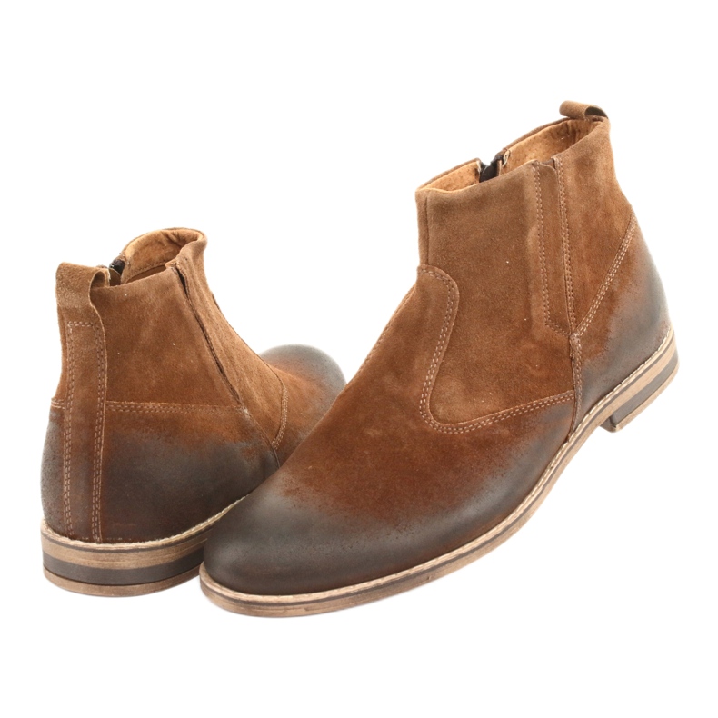Scarpa in camoscio con cerniera Riko 859 camel marrone 3