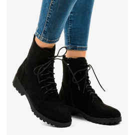 Stivali stringati in camoscio nero C-7192 2