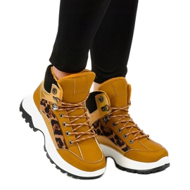 Sneaker da donna marrone isolante F-19208-3 giallo 1