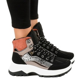 Sneakers nere da donna isolate F-19208-1 nero multicolore 1