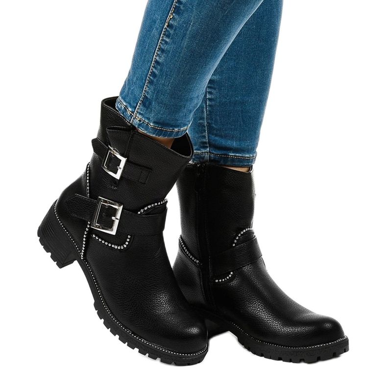 Stivaletti neri con fibbia A-339 nero 1