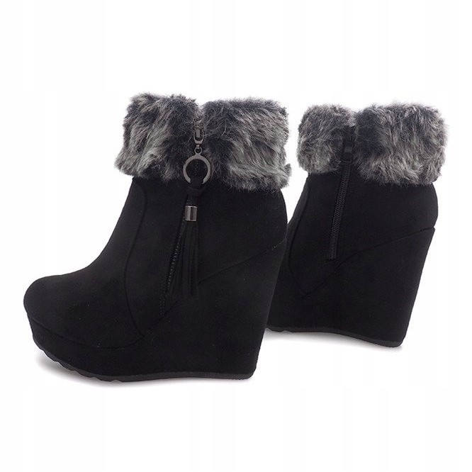 Stivali con zeppa 58-385 Nero 1