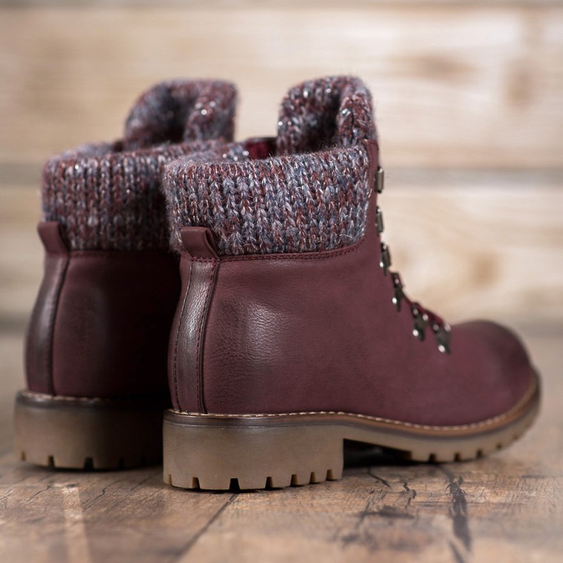 SHELOVET Stivaletti allacciati bordeaux rosso 1