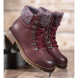 SHELOVET Stivaletti allacciati bordeaux rosso 2