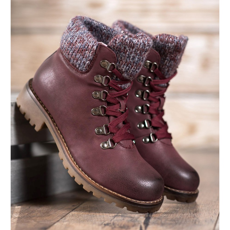 SHELOVET Stivaletti allacciati bordeaux rosso 2