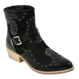 Stivaletti neri sul palo di stivali da cowboy 88113 nero 1
