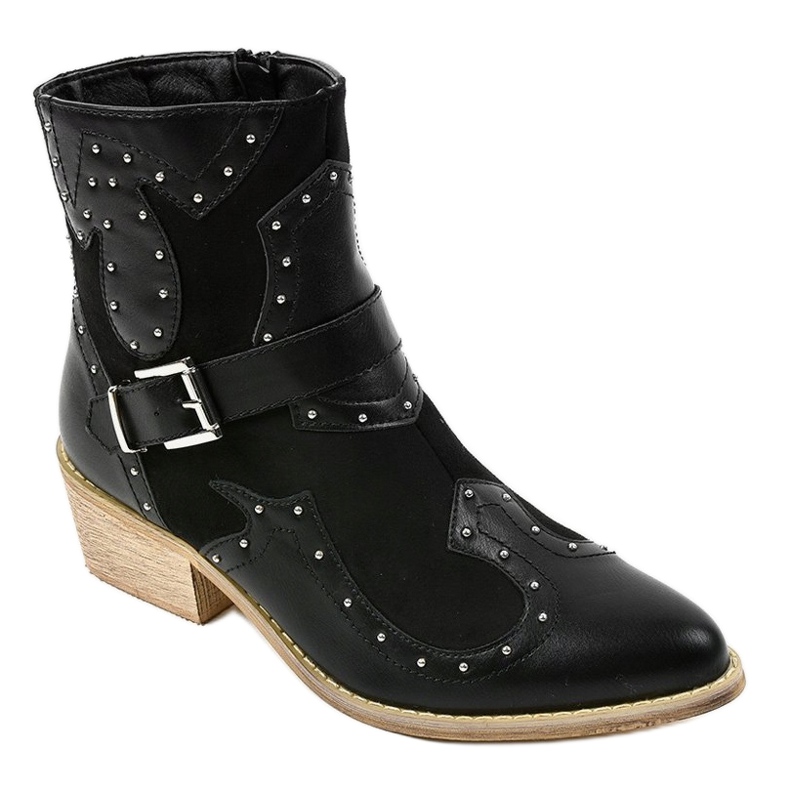 Stivaletti neri sul palo di stivali da cowboy 88113 nero 1