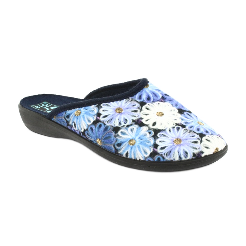 Pantofole 3D fiori Adanex 24192 blu navy bianca giallo 1
