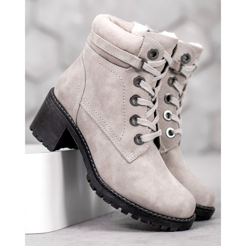 Goodin Stivali caldi con tacco alto grigio 2
