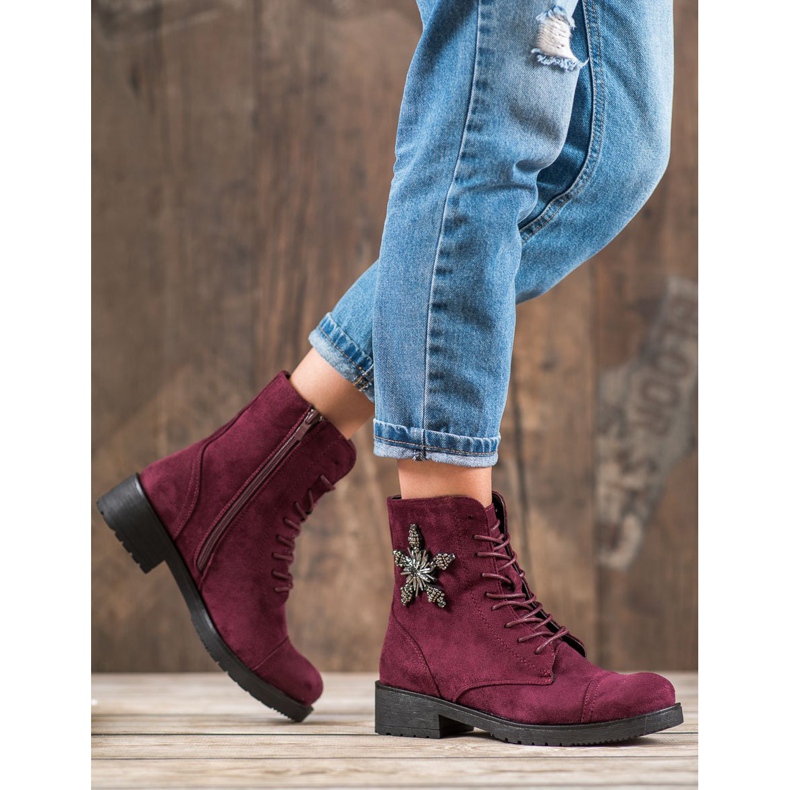 SHELOVET Stivali in camoscio bordeaux rosso 1