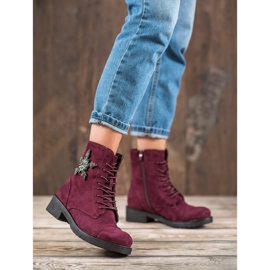 SHELOVET Stivali in camoscio bordeaux rosso 2