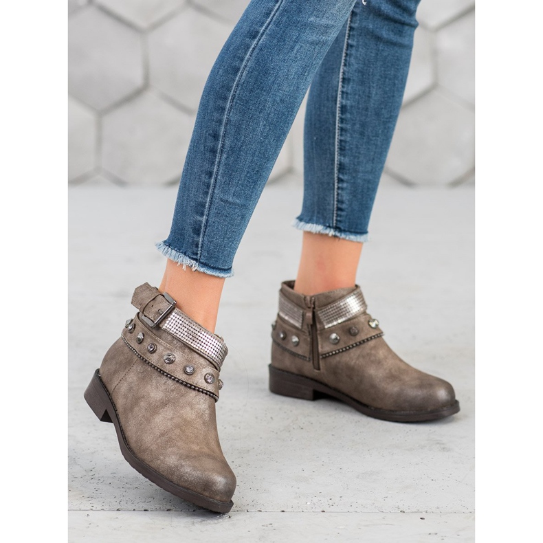 Forever Folie Stivali Con Strass marrone 2