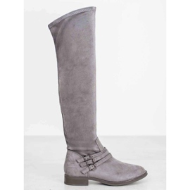 Kylie Stivali con tacco piatto grigio 2