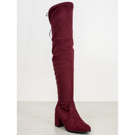 Ideal Shoes Stivali alla coscia in pelle scamosciata rosso 1