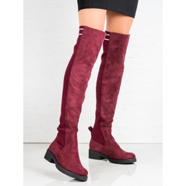 Ideal Shoes Stivali in pelle scamosciata senza lacci rosso 2