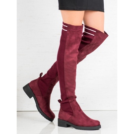 Ideal Shoes Stivali in pelle scamosciata senza lacci rosso 1