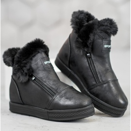 SHELOVET Stivali sportivi con pelliccia nero 1