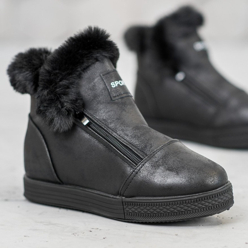 SHELOVET Stivali sportivi con pelliccia nero 2