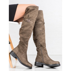 Ideal Shoes Stivali eleganti con fibbia verde 1