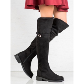 Ideal Shoes Stivali eleganti con fibbia nero 1