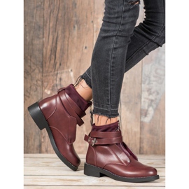 SHELOVET Stivali bordeaux con cerniera rosso 1
