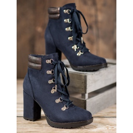 Sweet Shoes Stivaletti stringati su un palo blu 2